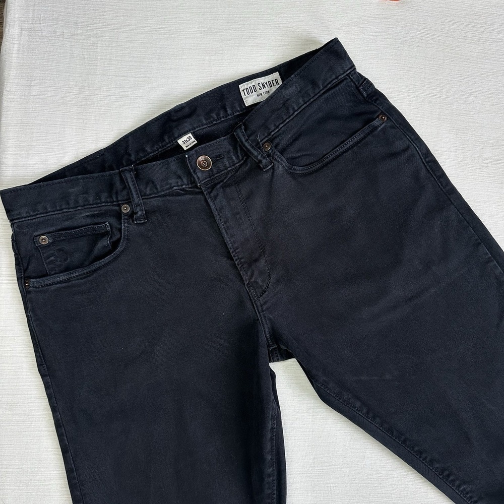 Todd Snyder Five Pocket Stretch Chino Jeans Men Measures 32 x 29.5 Black Faded - Picture 3 of 10